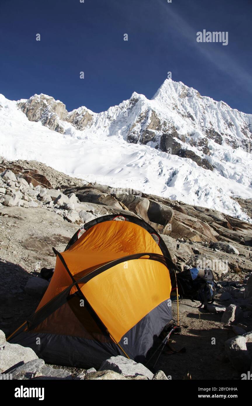 Base camp Alpamayo Banque D'Images