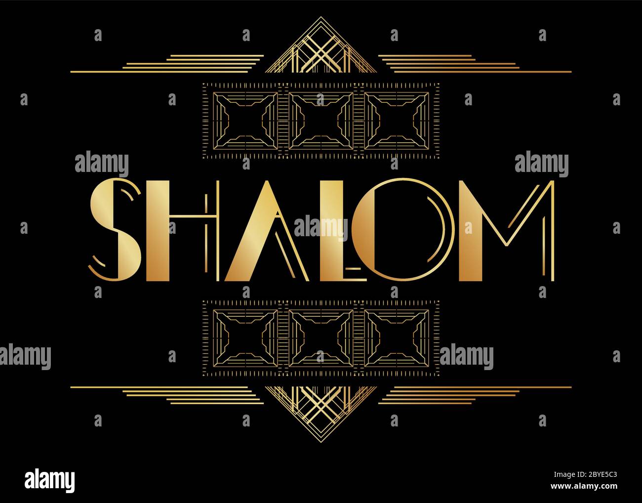 Art Deco Shalom (salutation hébraïque, Israël) texte. Carte de voeux  décorative, panneau avec lettres vintage Image Vectorielle Stock - Alamy