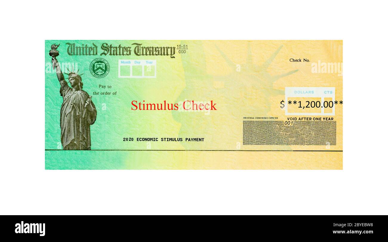 Virus Corona Covid 19 impact économique paiement stimulus chèque Banque D'Images