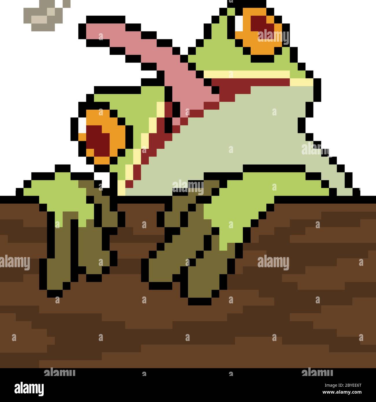 vecteur pixel art grenouille manger bug isolé Illustration de Vecteur
