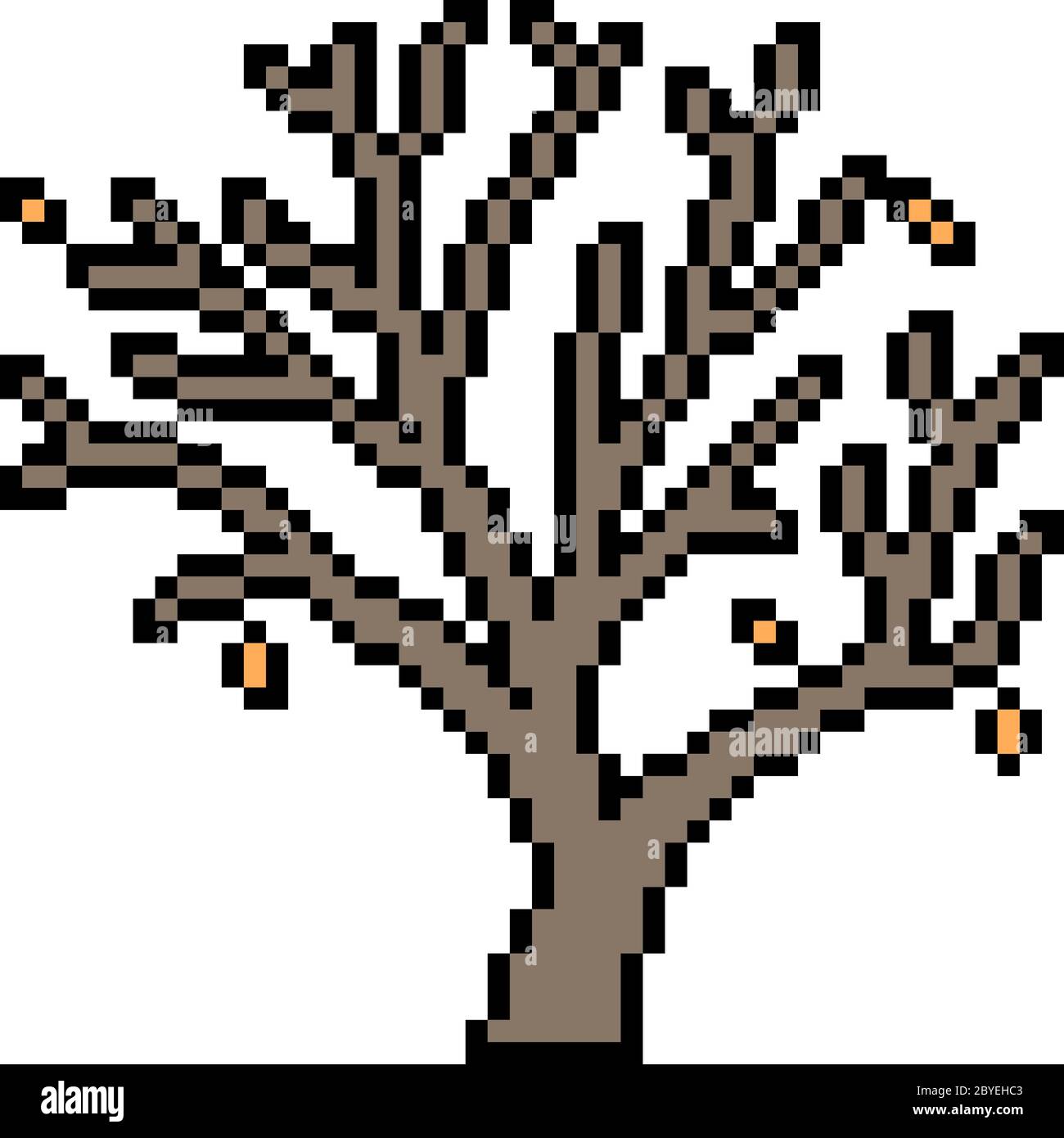 arbre mort d'art de pixel vectoriel isolé Illustration de Vecteur
