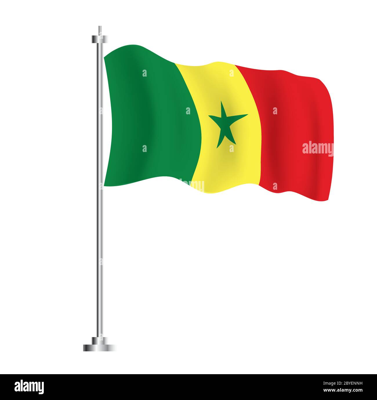 Drapeau sénégalais. Drapeau d'onde isolé du pays du Sénégal. Illustration vectorielle. Illustration de Vecteur