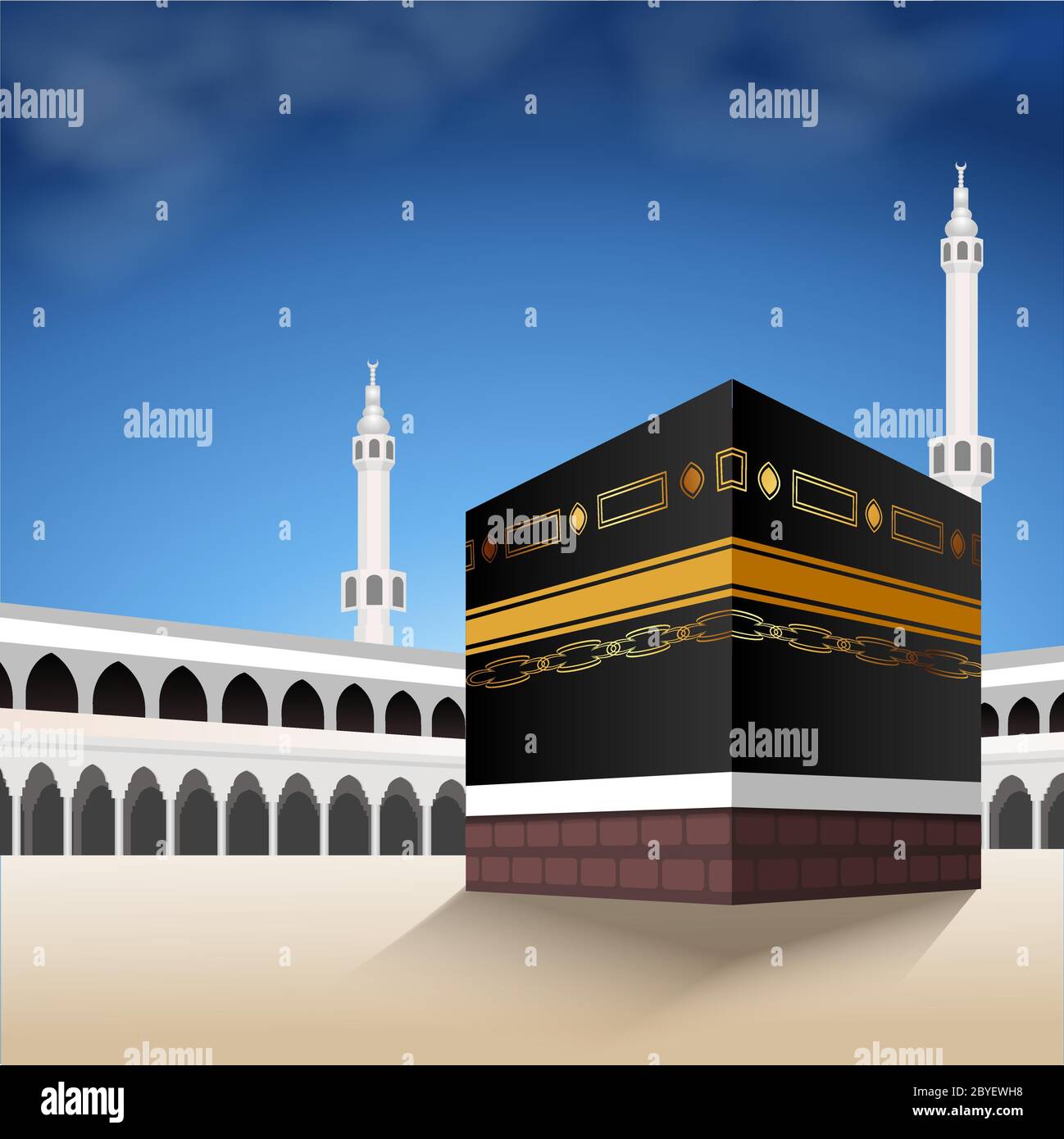 Kaaba vecteur de hajj mabroor à la Mecque Arabie Saoudite. Pèlerinage du début à la fin de la montagne Arafat pour Eid Adha Moubarak. L'origine islamique Illustration de Vecteur