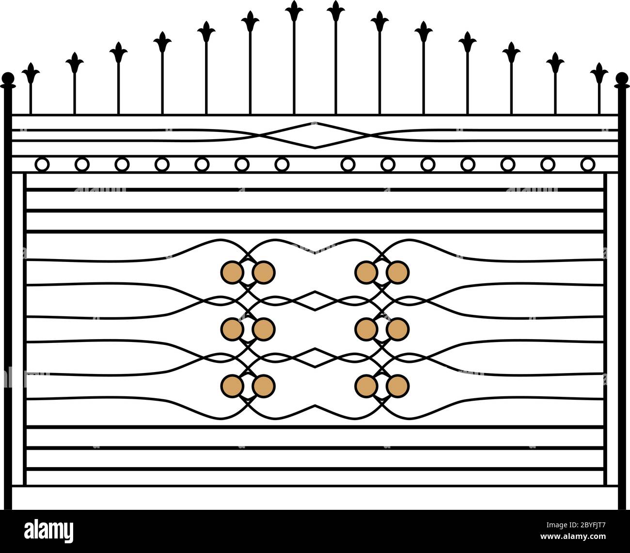 Porte en fer forgé, clôture, porte, fenêtre, Grille, garde-corps Design Illustration de Vecteur