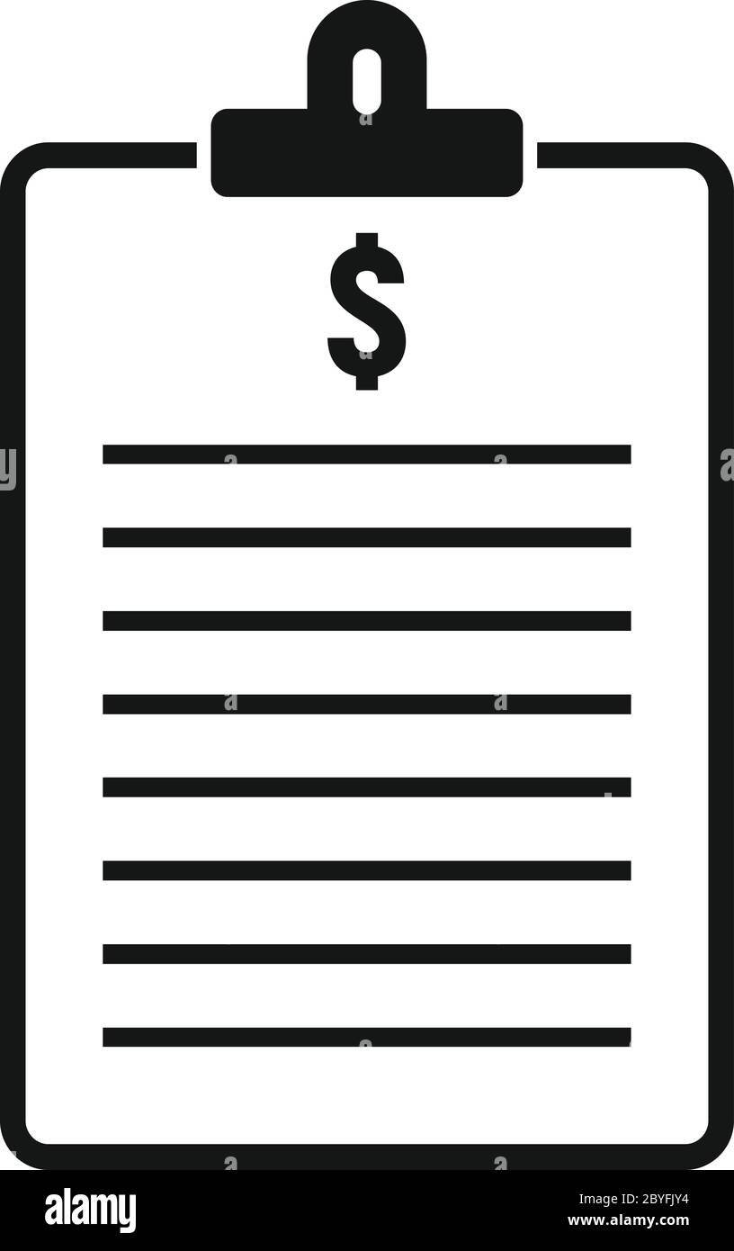 Icône du presse-papiers Finance. Illustration simple de l'icône de vecteur de presse-papiers financiers pour la conception de sites Web isolée sur fond blanc Illustration de Vecteur