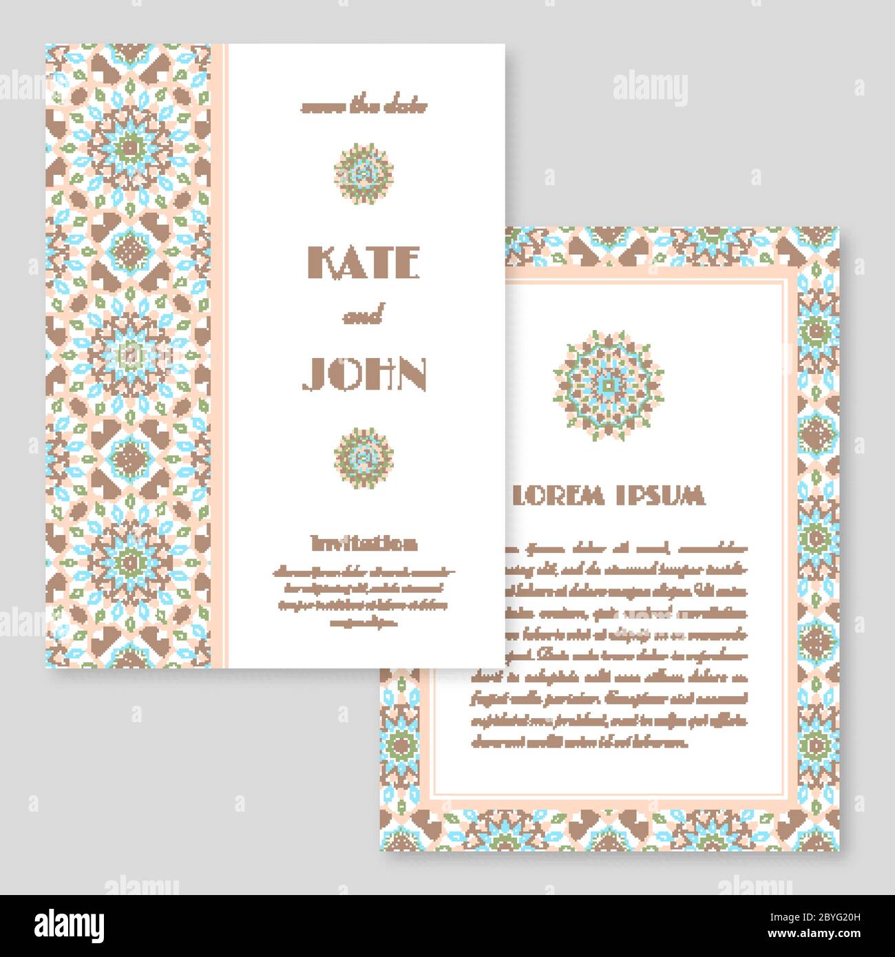 Invitation à un mariage, carte de vœux avec mandala Illustration de Vecteur