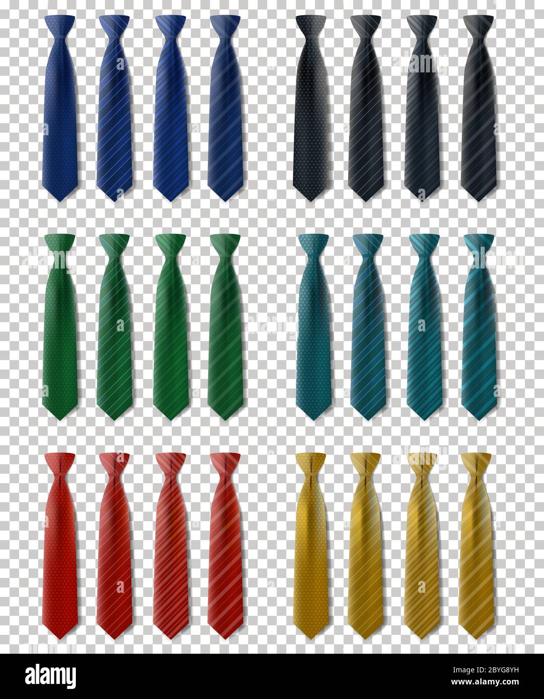Ensemble vectoriel de cravates classiques strictes dans les couleurs  sombres et claires comme cravate bleue, cravate noire, cravate verte,  cravate vert de mer, cravate rouge, cravate jaune illustration vect Image  Vectorielle Stock -