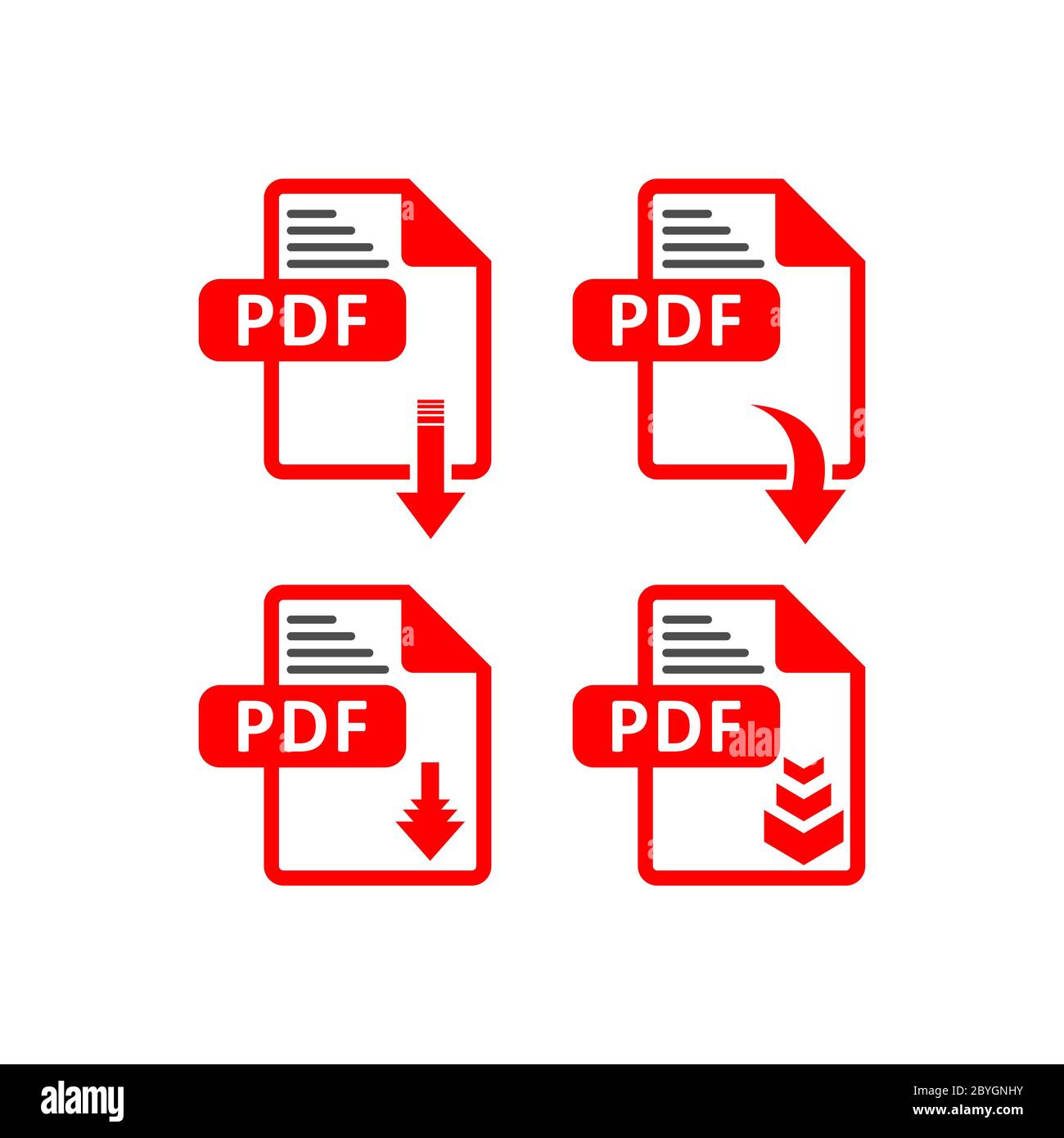 Icône de téléchargement de fichier PDF. Texte du document, informations sur le format Web des symboles Illustration de Vecteur