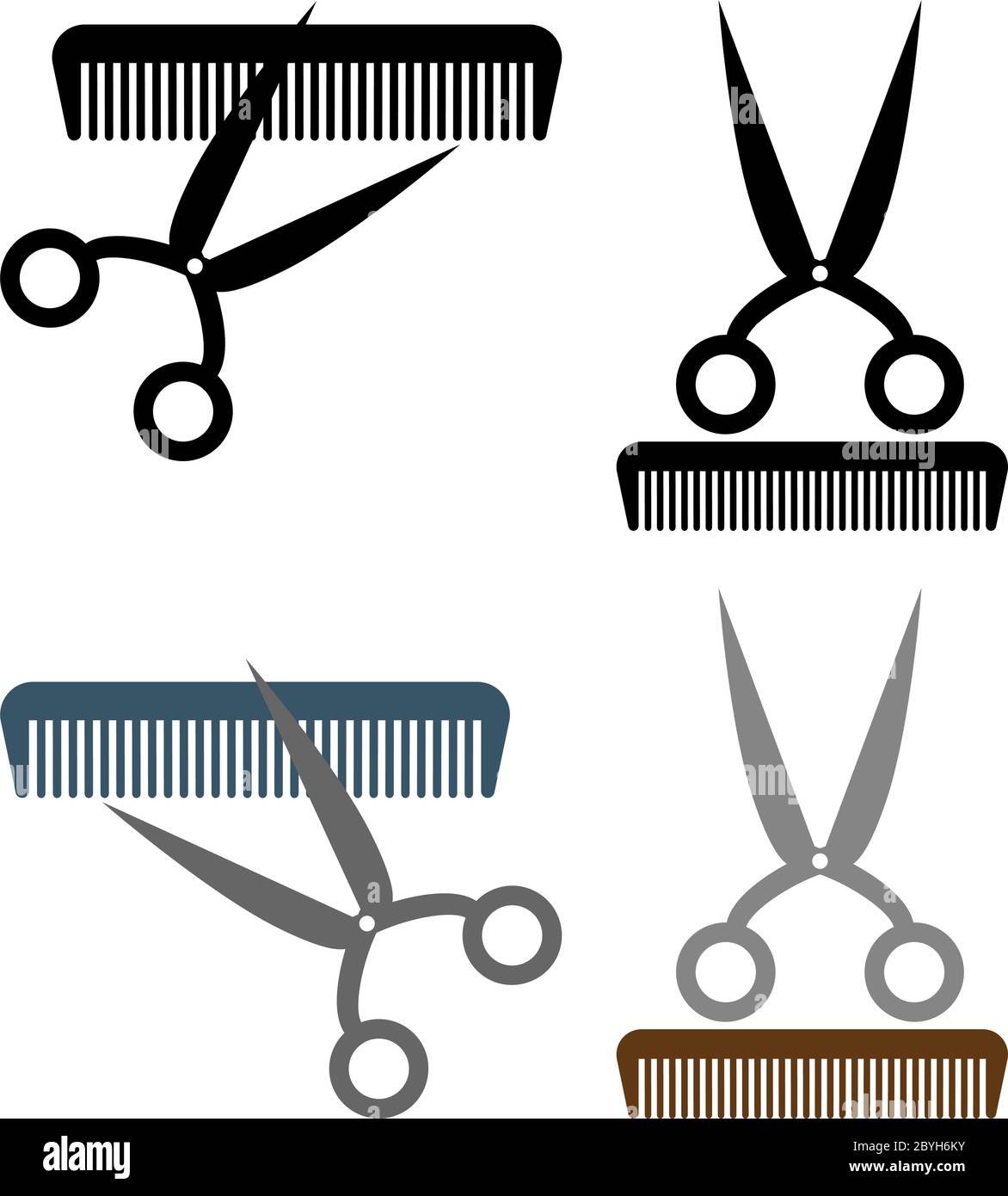 Illustration du vecteur d'icône ciseaux et peigne Illustration de Vecteur