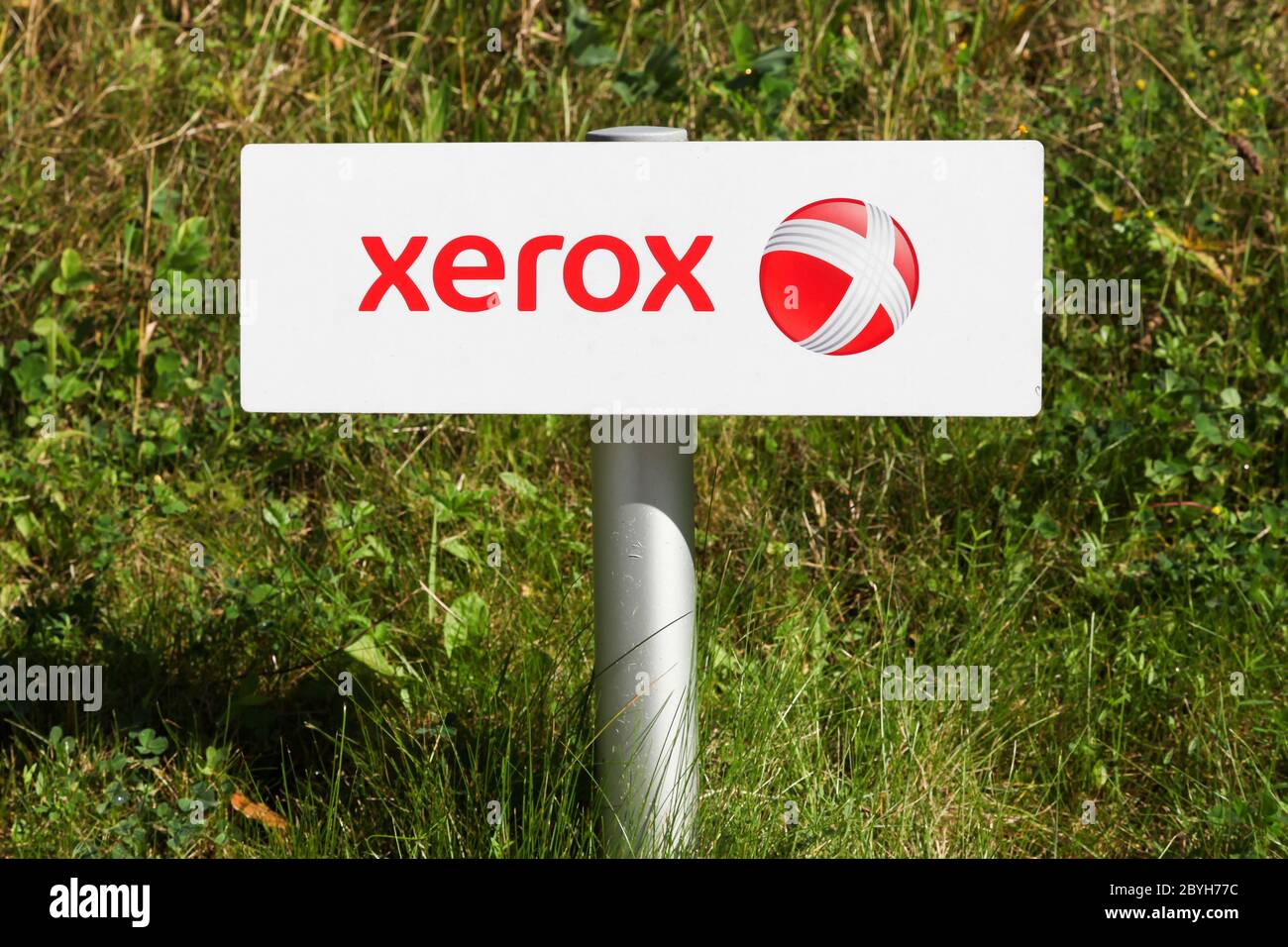 Ballerup, Danemark - 10 septembre 2017 : logo Xerox sur une pancarte. Xerox est une société mondiale américaine qui vend des services d'affaires et des documents Banque D'Images