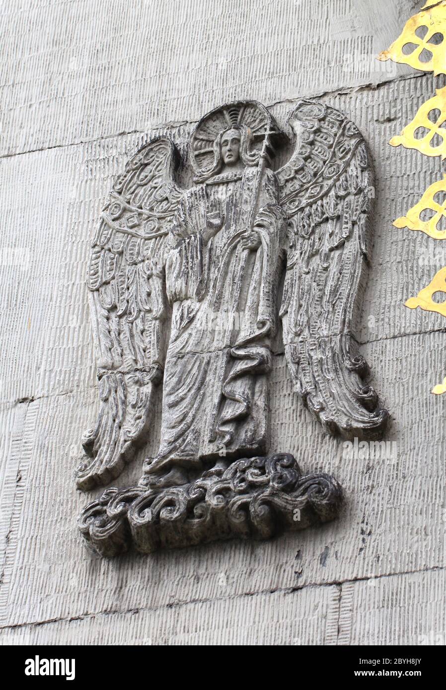 Bas-relief de ange sur le mur Banque D'Images