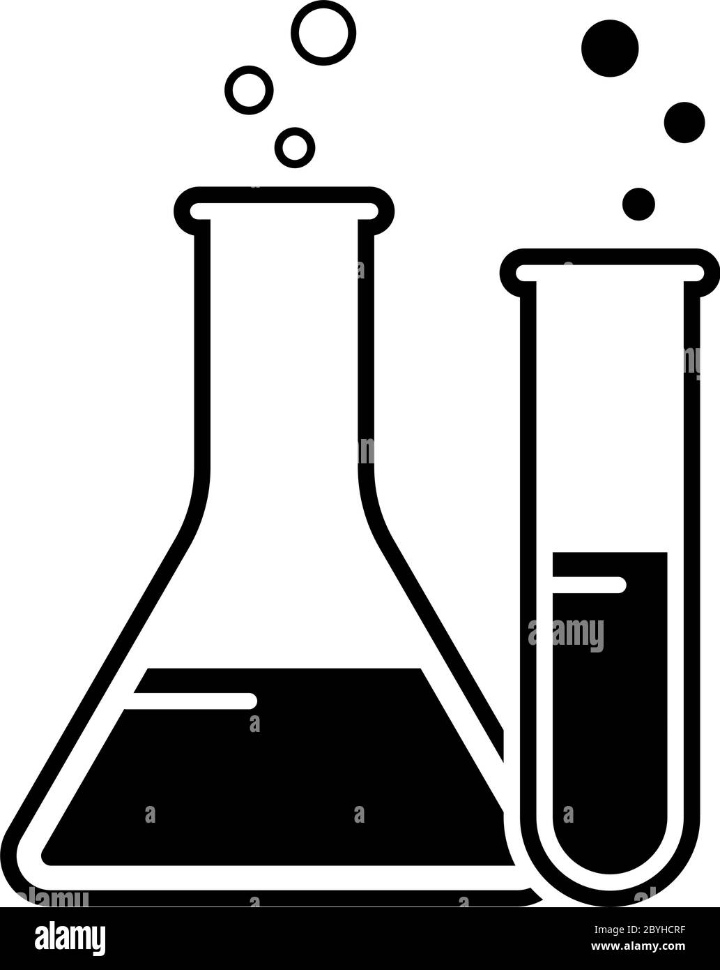 Illustration du vecteur icône de bécher en verre de laboratoire et de tube à essai Illustration de Vecteur