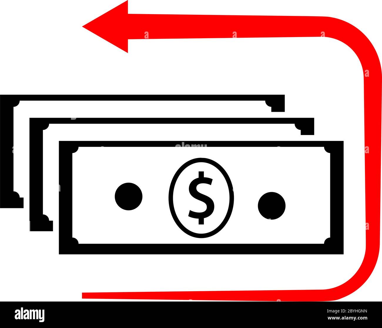Illustration du scénario de l'icône Money Back Dollar Illustration de Vecteur