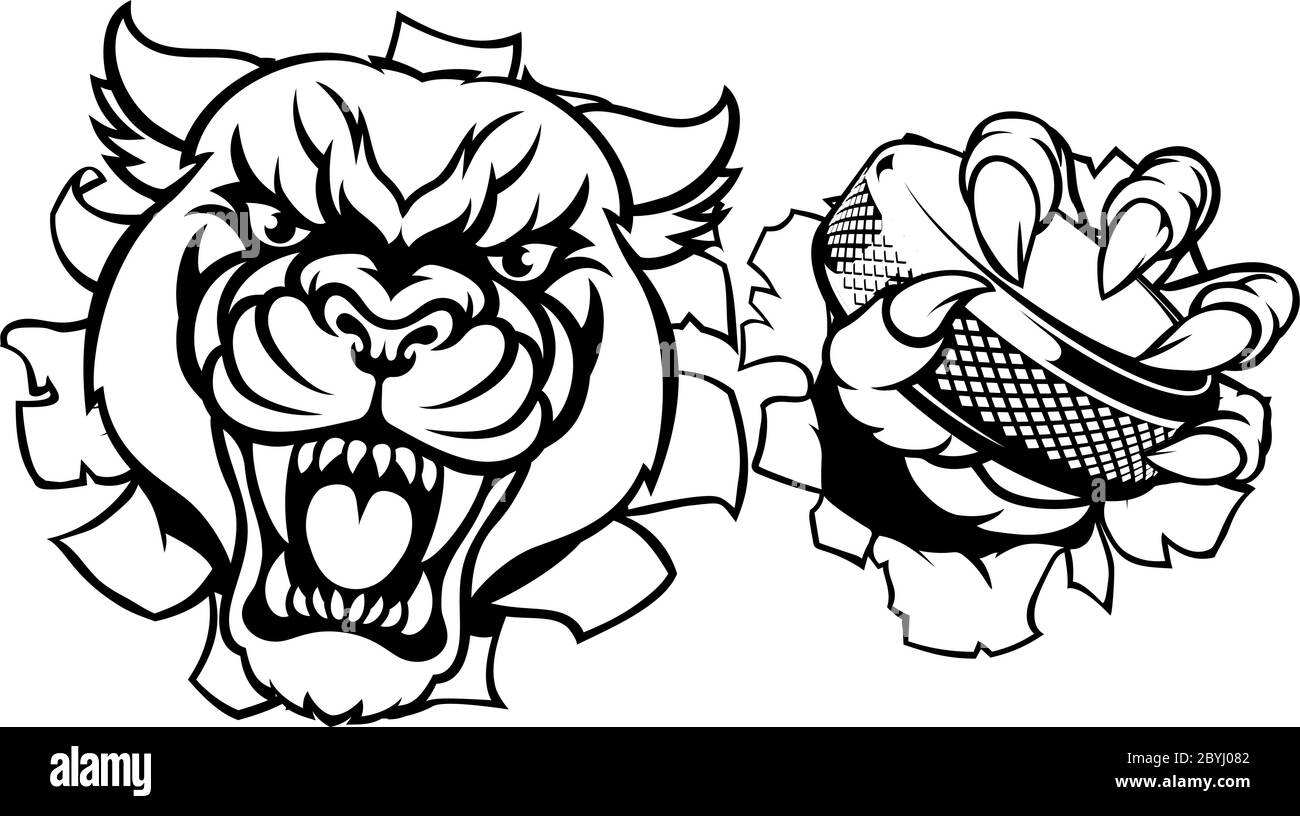 Panther de Hockey Sports Animal Mascot Illustration de Vecteur