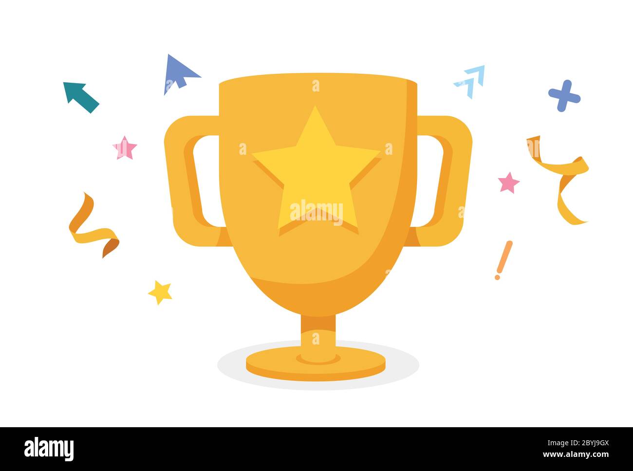 Trophée d'or de dessin animé avec confetti. Illustration vectorielle Illustration de Vecteur