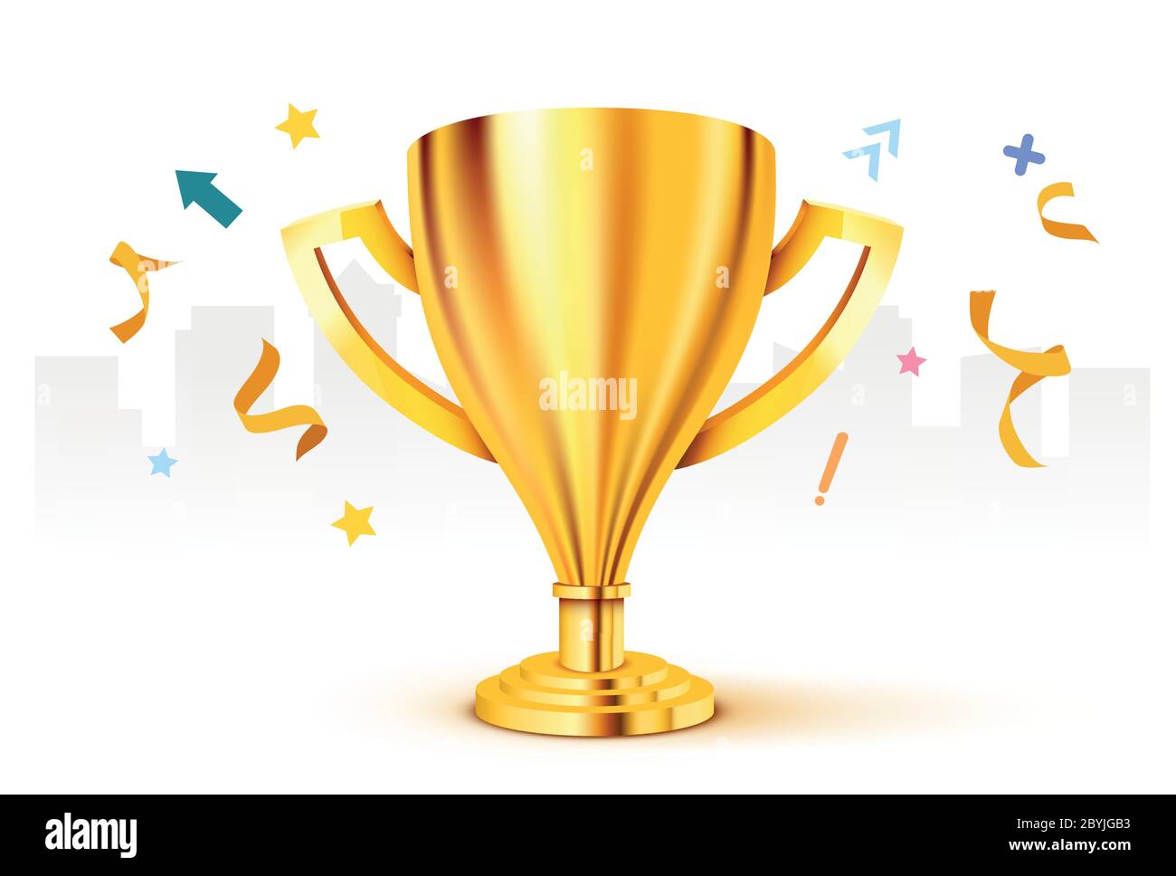 Trophée d'or réaliste avec confetti. Illustration vectorielle Illustration de Vecteur