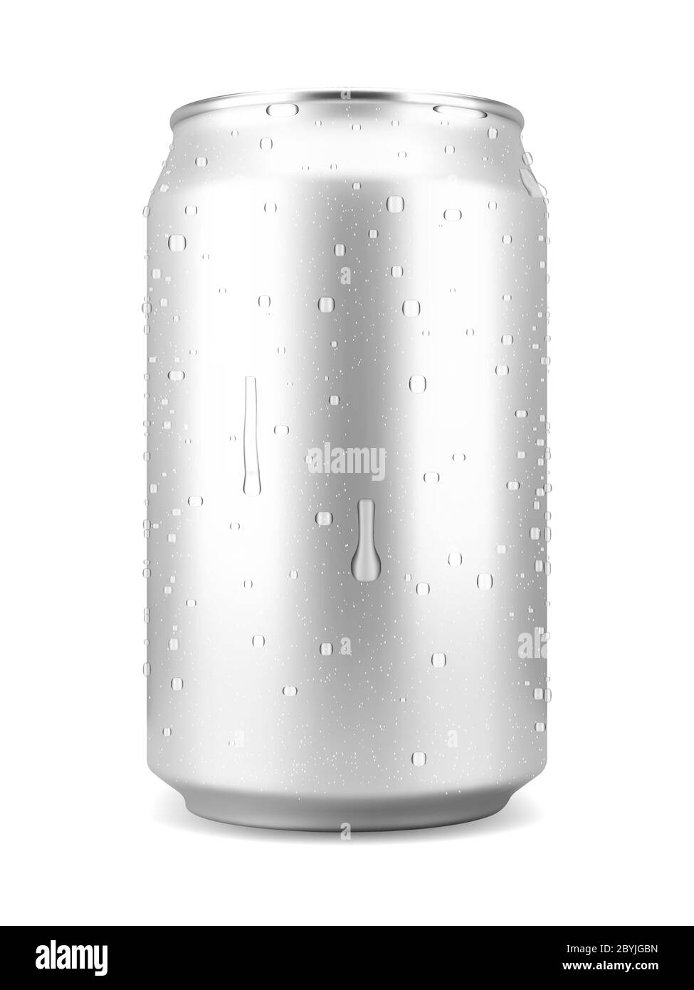 Boisson gazeuse ou bière en aluminium réaliste avec gouttes d'eau Illustration de Vecteur