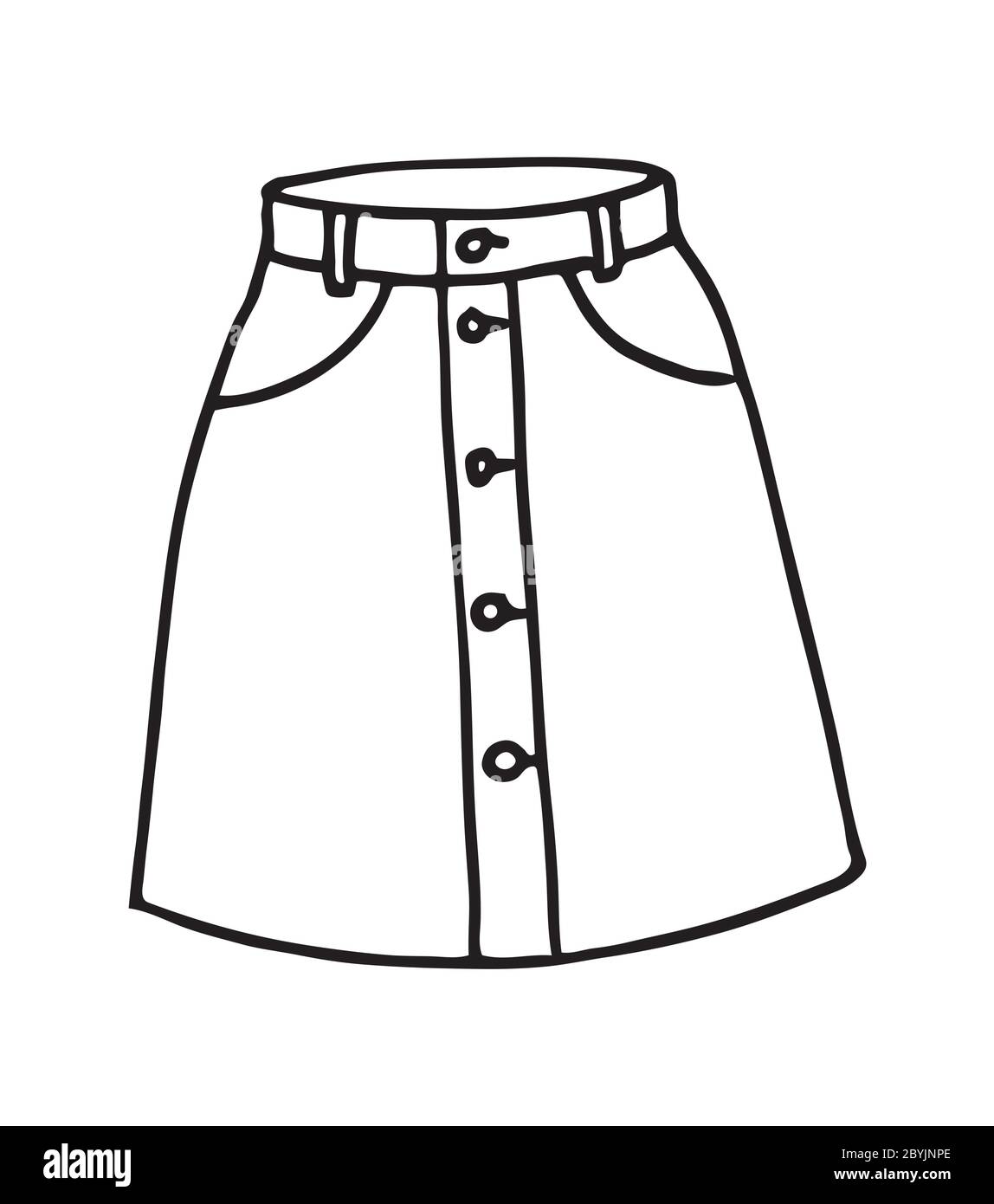 Main dessinée femmes jupe Doodle isolé sur fond blanc Illustration de Vecteur