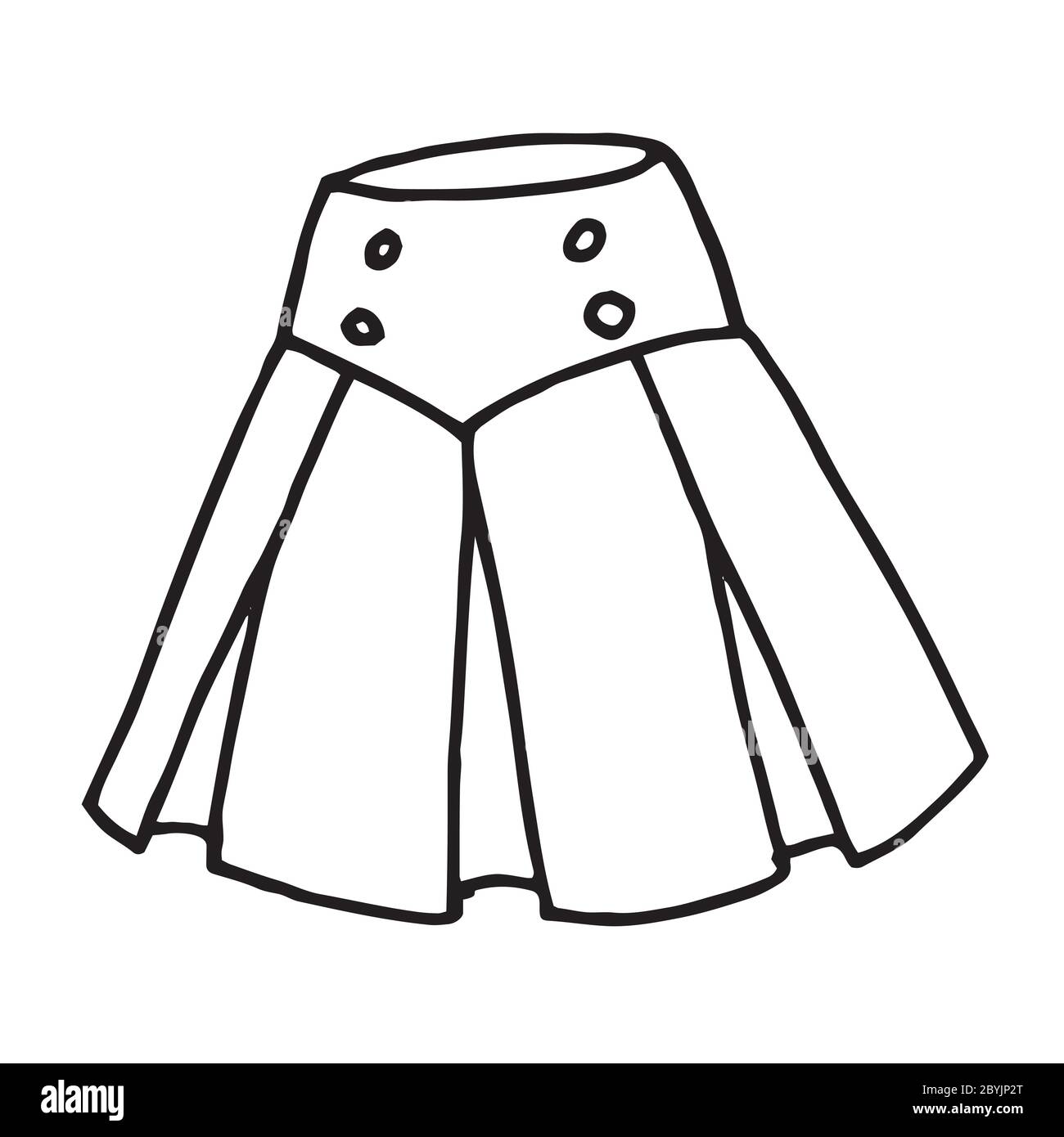 Main dessinée femmes jupe Doodle isolé sur fond blanc Illustration de Vecteur