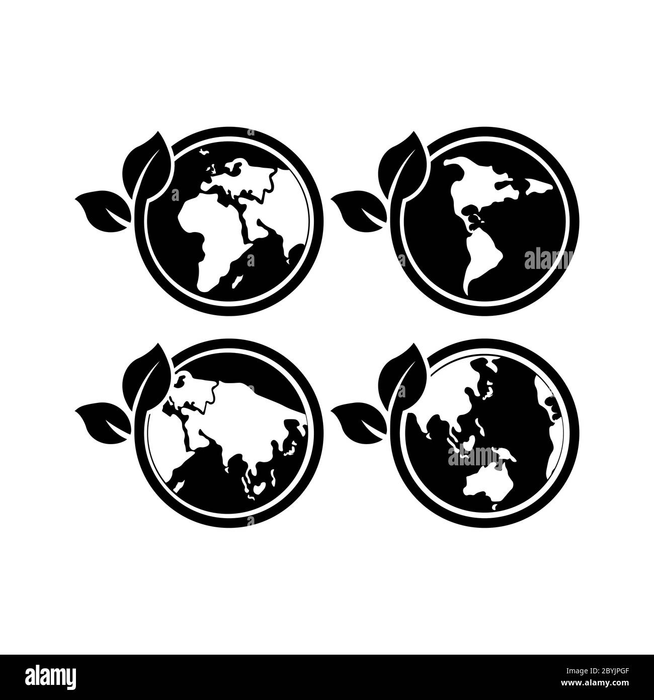 Environnement mondial, log d'économie ou écologie sur toutes les planète ensemble icône en noir sur un fond blanc isolé. Vecteur EPS 10. Illustration de Vecteur