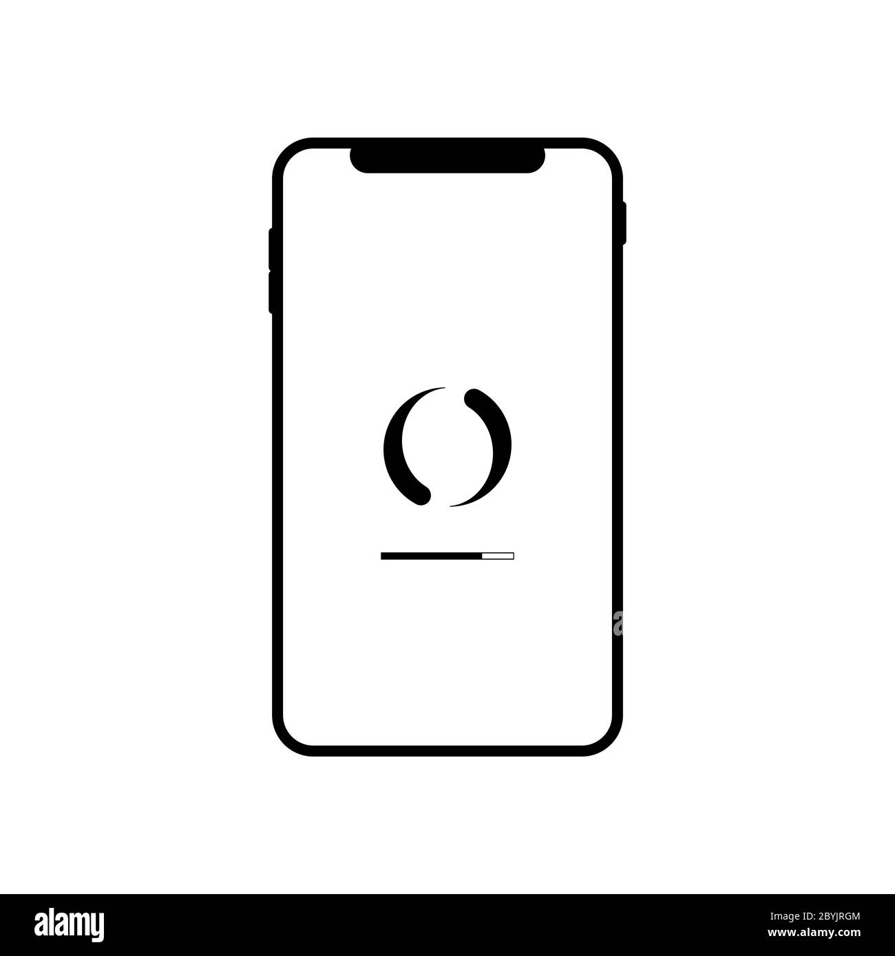 Téléphone mobile moderne, maquette de smartphone avec icône de chargement en noir sur un arrière-plan blanc isolé. Vecteur EPS 10. Illustration de Vecteur