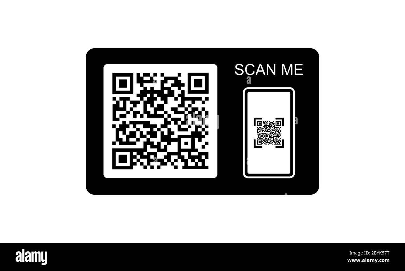 Code QR, scanner avec icône smartphone pour le Web ou symbole noir de conception appstore isolé sur fond blanc. Vecteur EPS 10. Illustration de Vecteur