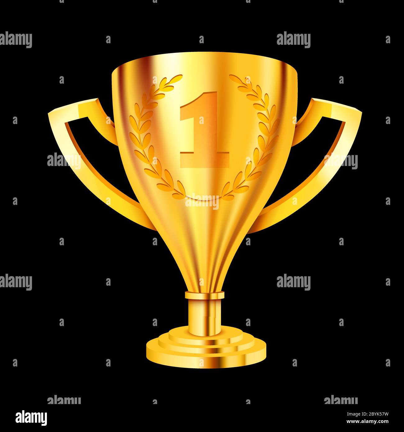 Trophée d'or réaliste sur fond noir. Illustration vectorielle Illustration de Vecteur