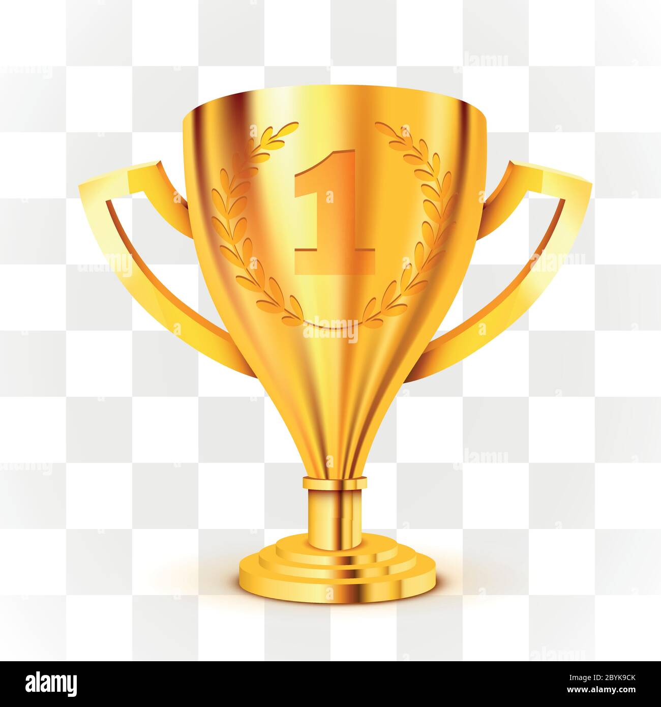 Trophée d'or réaliste sur fond transparent. Illustration vectorielle ...