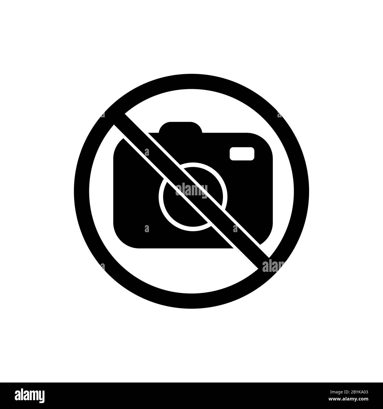 Pas d'appareil photo, arrêter les photos ou ne pas prendre de photos, icône d'interdiction de photos en noir. Symbole interdit simple sur fond isolé. Vecteur EPS 10. Illustration de Vecteur