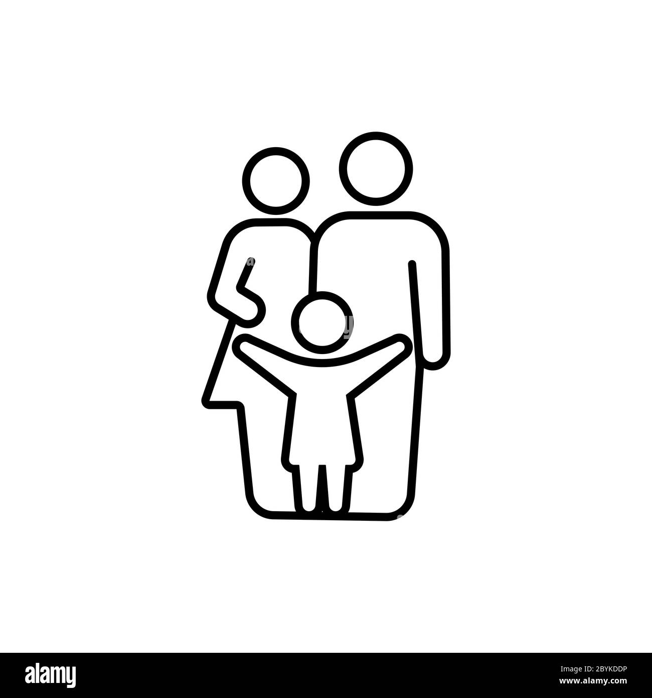 Ligne d'icône de famille en noir conception simple sur un arrière-plan isolé. Vecteur EPS 10 Illustration de Vecteur
