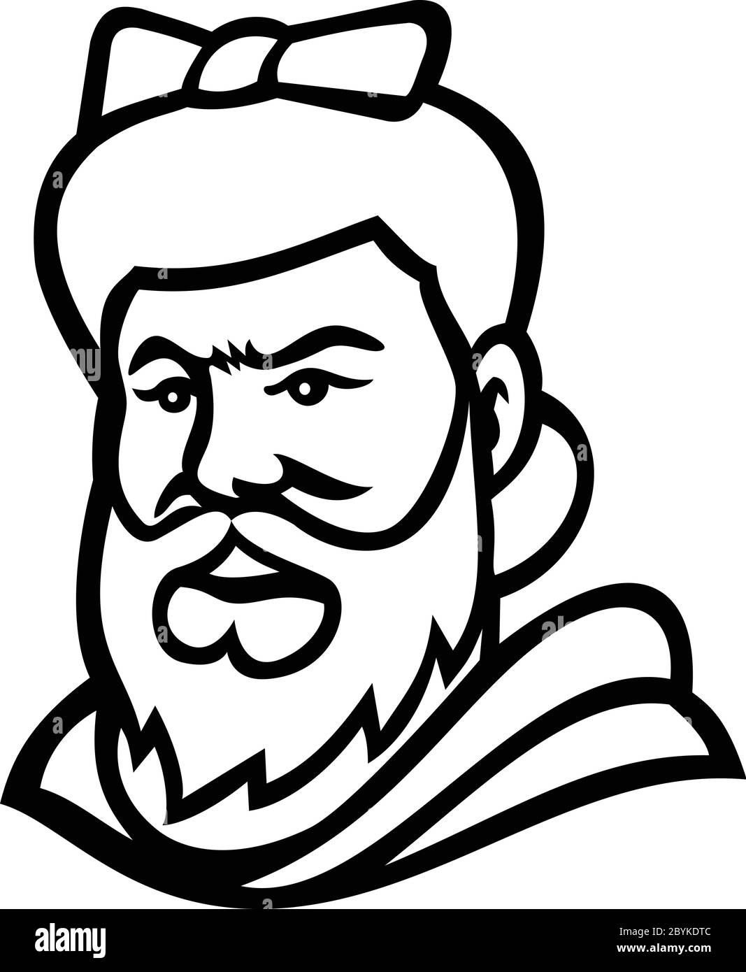 Icône mascotte illustration de tête d'une femme à barbe ou femme à barbe, une femme avec une barbe visible qui est présenté comme une curiosité vu de cirque Illustration de Vecteur