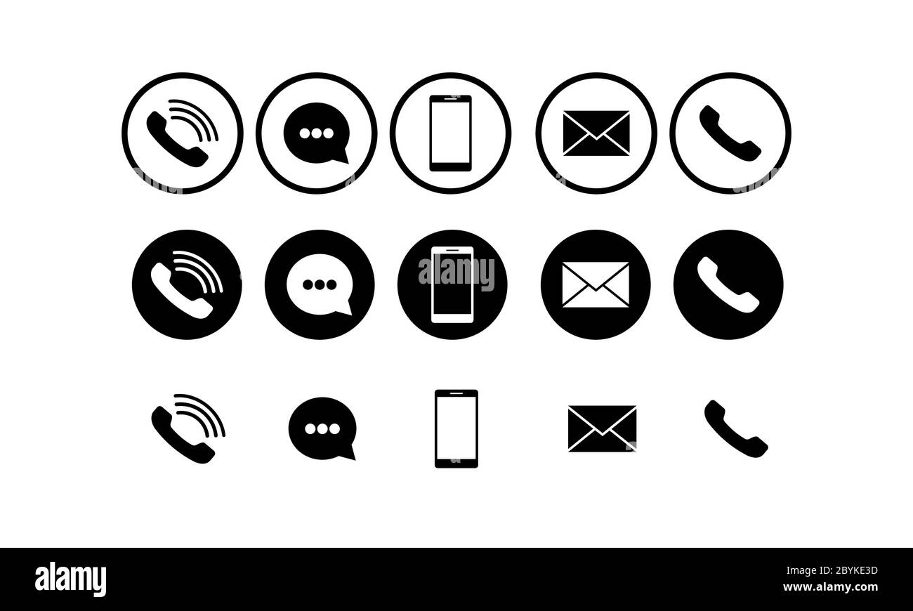 Ensemble d'icônes de communication définir le bouton moderne . Téléphone, téléphone mobile, messagerie sur un arrière-plan isolé pour les applications, le Web, l'application. Vecteur EPS 10 Illustration de Vecteur