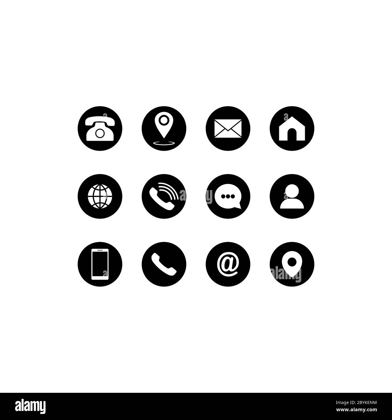 Ensemble d'icônes de communication définir le bouton moderne . Téléphone, téléphone mobile, messagerie sur un arrière-plan isolé pour les applications, le Web, l'application. Vecteur EPS 10. Illustration de Vecteur