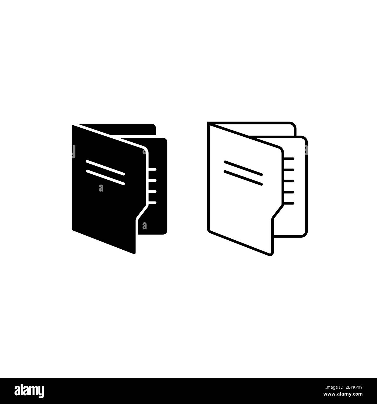 Icône de document de dossier définie en noir simple sur un arrière-plan blanc isolé. Vecteur EPS 10. Illustration de Vecteur