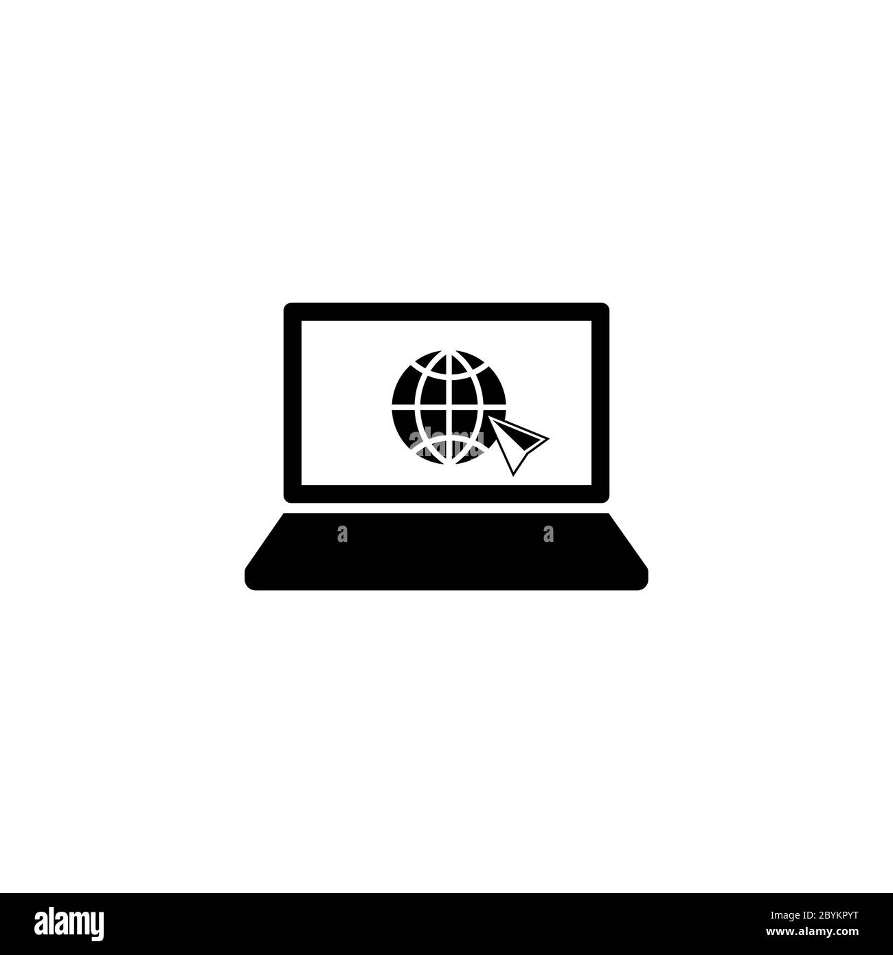 Ordinateur portable, bureau, icône d'ordinateur avec World Wide Web concept globe internetin icône en noir conception simple sur un arrière-plan isolé. Vecteur EPS 10 Illustration de Vecteur
