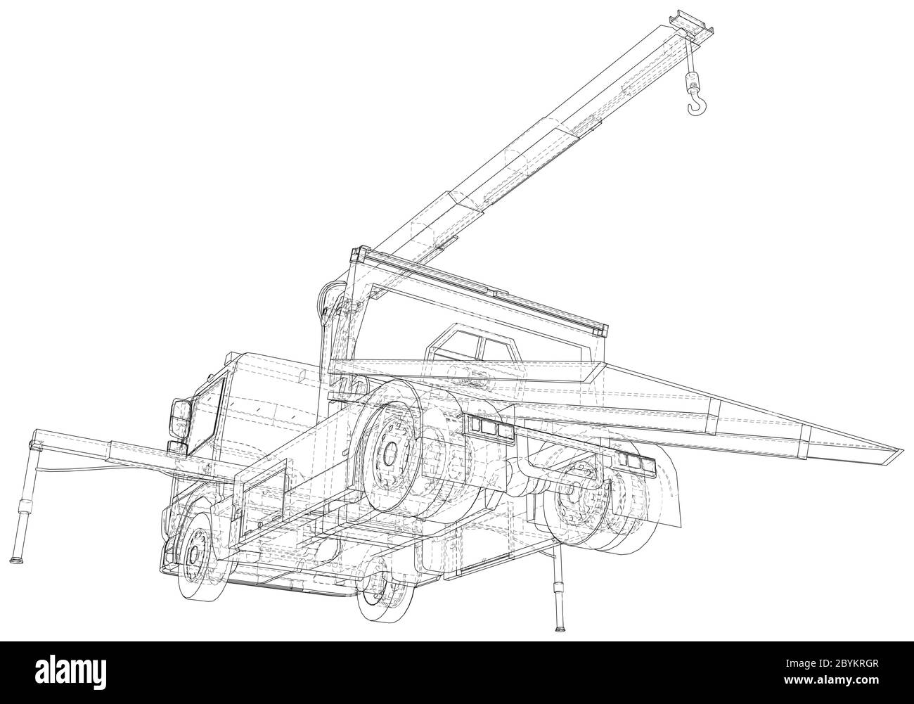 Chariot de remorquage à châssis métallique Vector isolé en arrière-plan. Rendu vectoriel 3D. Illustration de Vecteur