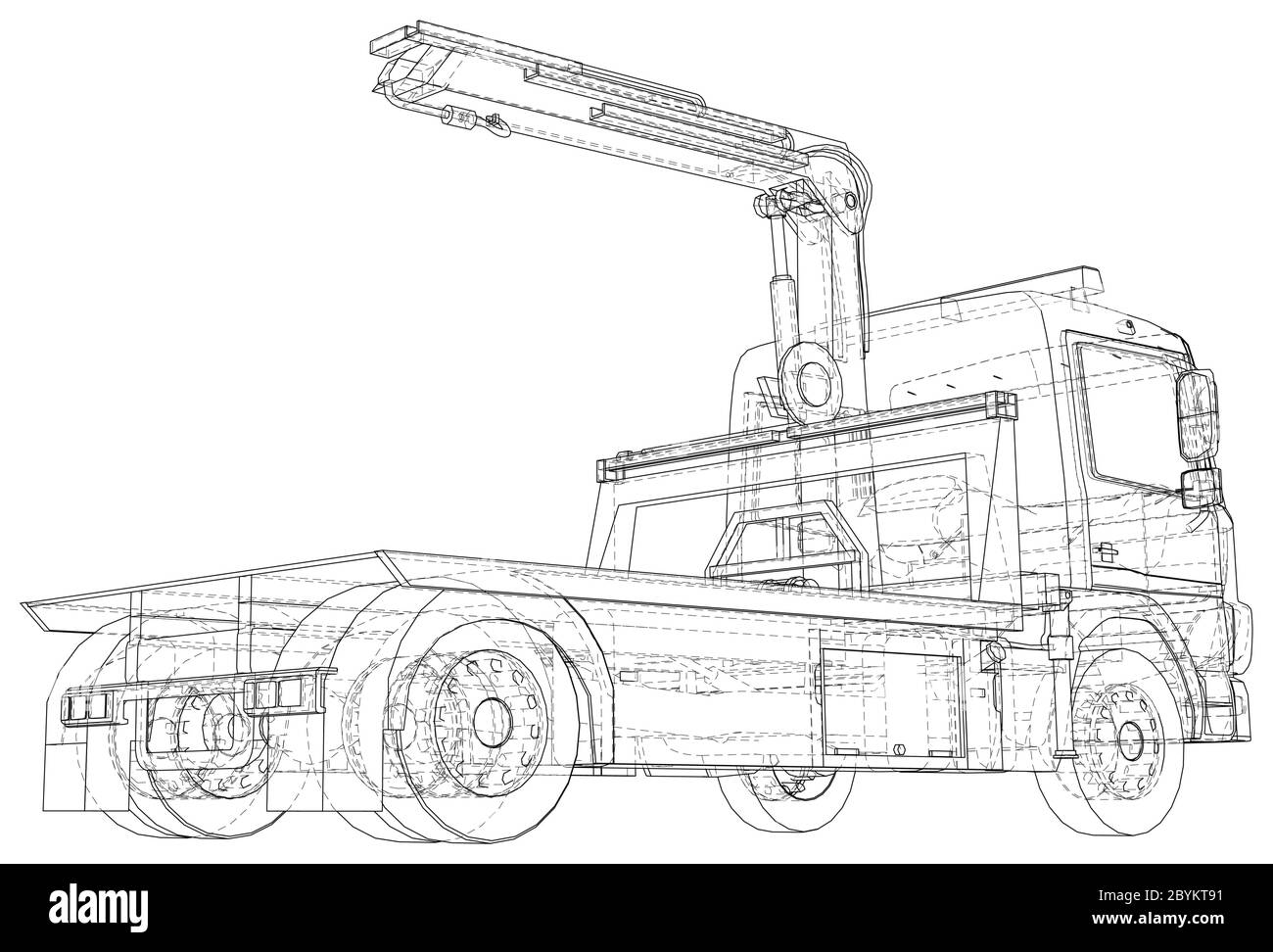 Chariot de remorquage à châssis métallique Vector isolé en arrière-plan. Rendu vectoriel 3D. Illustration de Vecteur