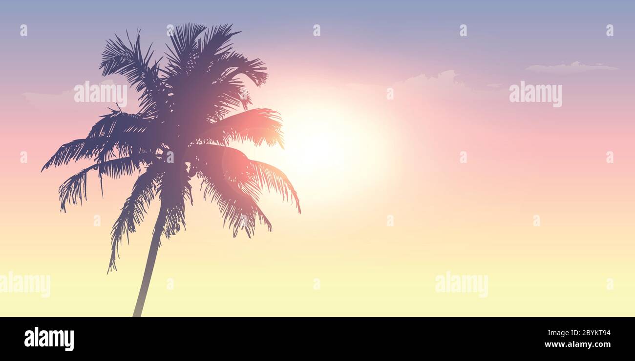 Silhouette de palmiers sur une journée ensoleillée vacances d'été design illustration vectorielle EPS10 Illustration de Vecteur