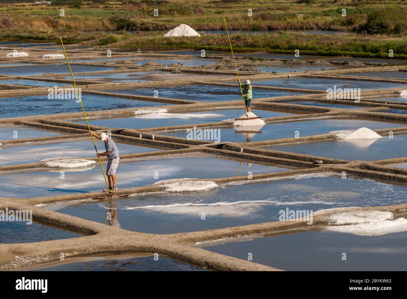 Production de sel de mer dans la Guérande près de Saint-Nazaire, France Banque D'Images