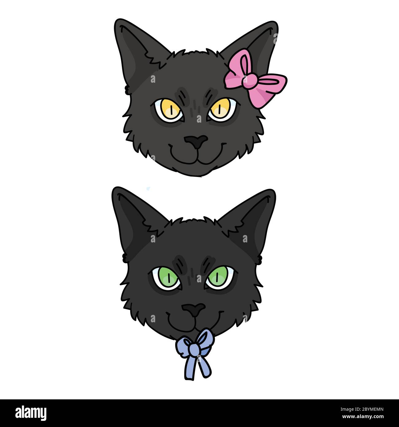 Mignon Dessin Anime Bombay Chaton Visage Garcon Et Fille Vecteur Clipart Race De Chat Pour Les Amoureux De Chat Chat Domestique Noir De Race Pure Pour La Salle D Animaux Image Vectorielle Stock