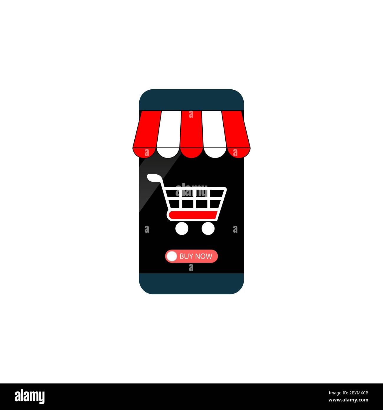 Achats en ligne, magasins. Le smartphone est devenu une boutique en ligne. Le concept de marketing mobile icône plate sur un fond isolé. Vecteur EPS 10 Illustration de Vecteur