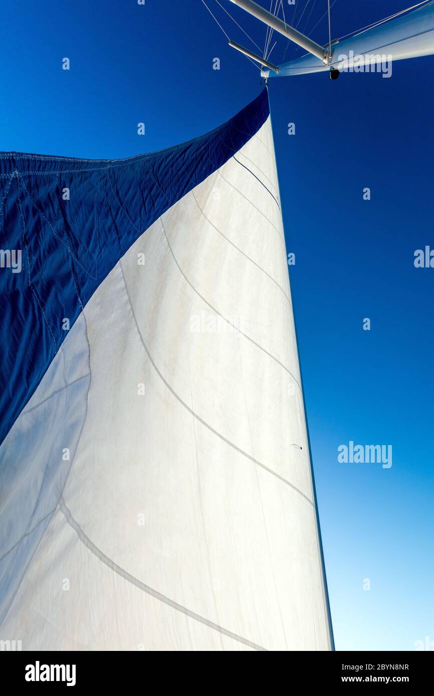 Concept de vue de voile catamaran de yacht voile dans la mer. Voilier. Banque D'Images