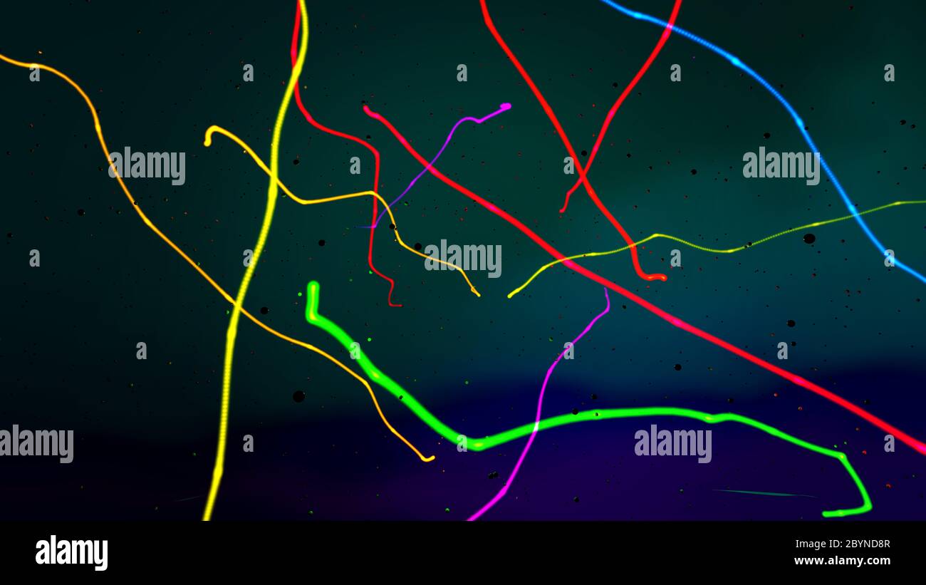 illustration 3d de plusieurs lignes colorées et pliées sur un arrière-plan avec dégradé de couleurs Banque D'Images
