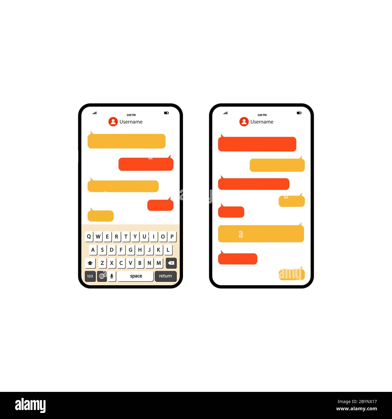Modèle de page de messagerie de réseau social. Messages chat bulles icônes vectorielles sur un arrière-plan blanc isolé. Vecteur EPS 10 Illustration de Vecteur