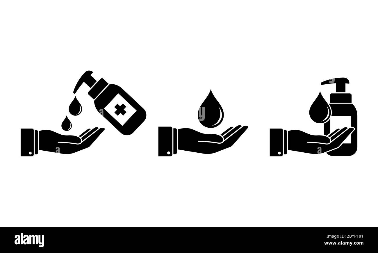 Ensemble d'icônes d'assainisseur pour les mains isolé sur fond blanc. Vecteur EPS 10. Illustration de Vecteur