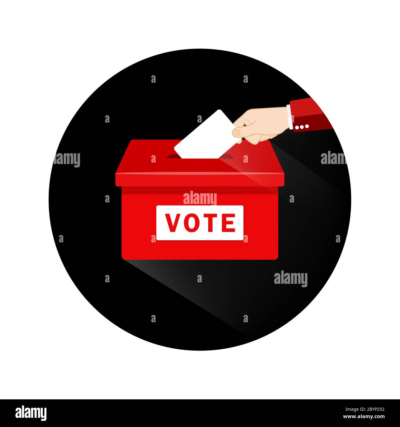 Concept de vote. Mettre du papier à la main dans les urnes. Votez sur un fond isolé. Vecteur EPS 10 Illustration de Vecteur