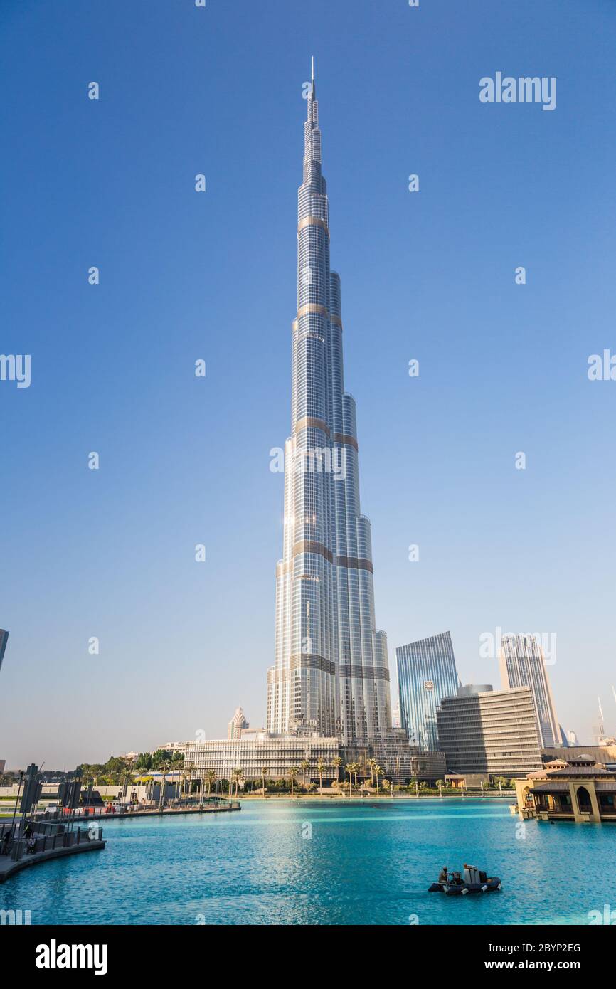 Vue sur Burj Khalifa, DUBAÏ, ÉMIRATS ARABES UNIS, la nuit Banque D'Images