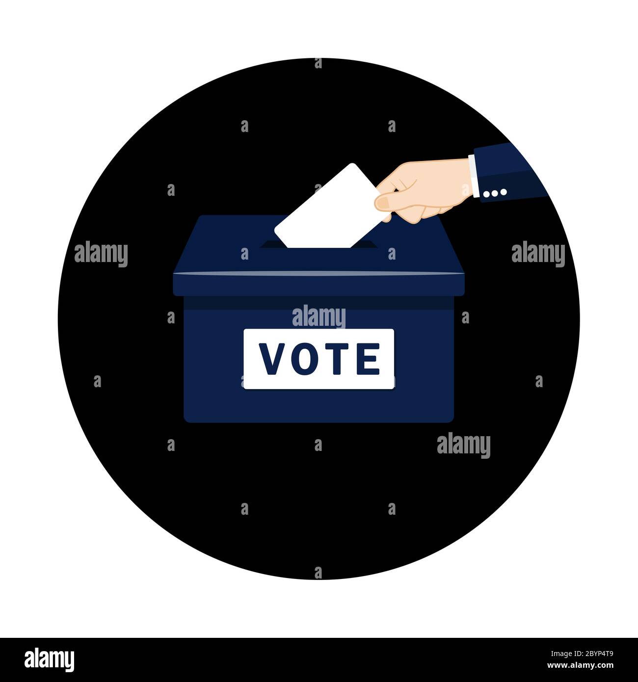 Vote. Mettre du papier à la main dans les urnes. Concept de vote de style plat sur un fond isolé. Vecteur EPS 10. Illustration de Vecteur