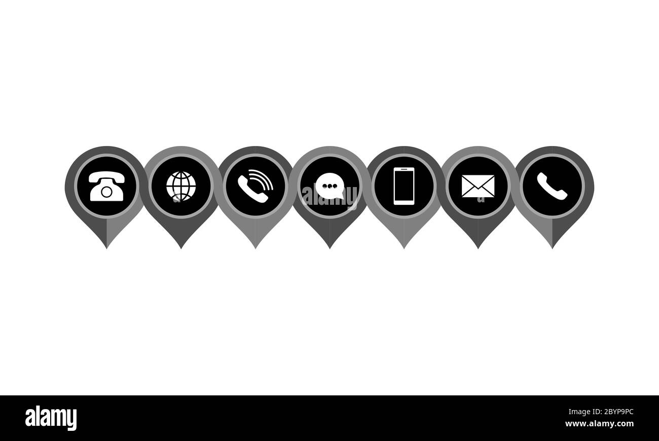 Ensemble d'icônes de communication définir le bouton moderne . Téléphone, téléphone mobile, messagerie sur un arrière-plan isolé pour les applications, le Web, l'application. Vecteur EPS 10. Illustration de Vecteur