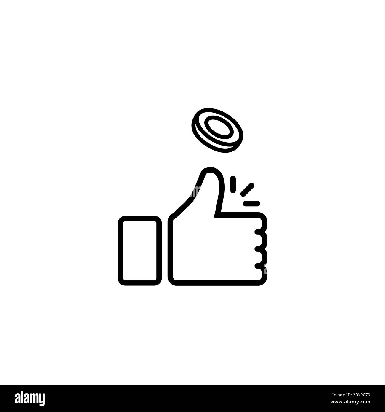 Ligne d'icône de retournement de pièce. Jetez ou retournez une pièce ou un pouce sur un fond blanc isolé. Vecteur EPS 10 Illustration de Vecteur